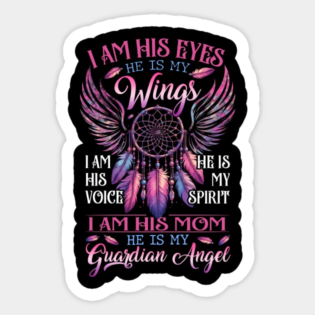 Mom Son He Is My Guardian Angel Sticker by Buleskulls 